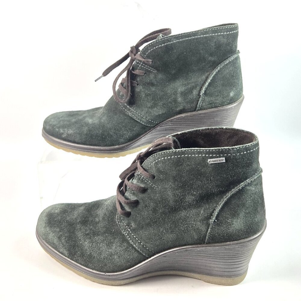 Legero Women Ankle Boots Women’s US 7.5 UK 4.5 Gore-Tex Green Suede Wedge